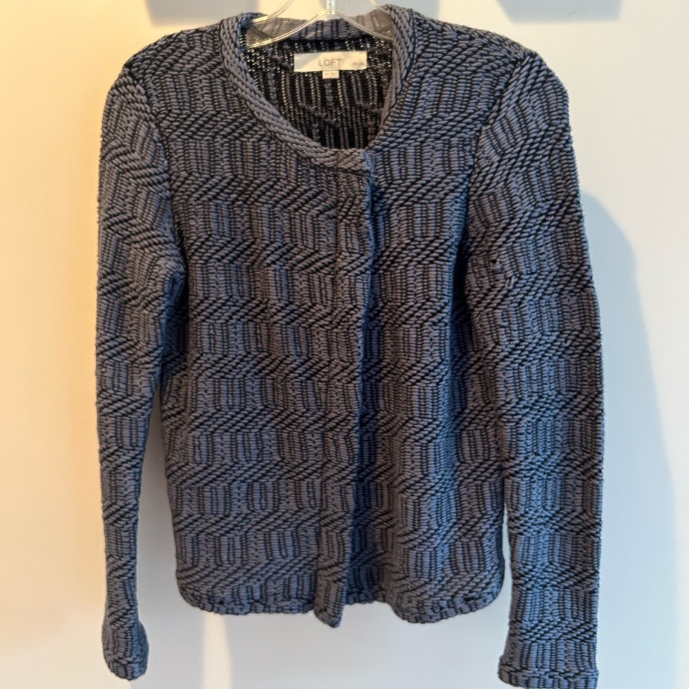 LOFT Black and Charcoal Knit Cardigan